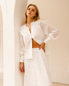 White Closet White anglaise fabric Long Sleeve Blouse