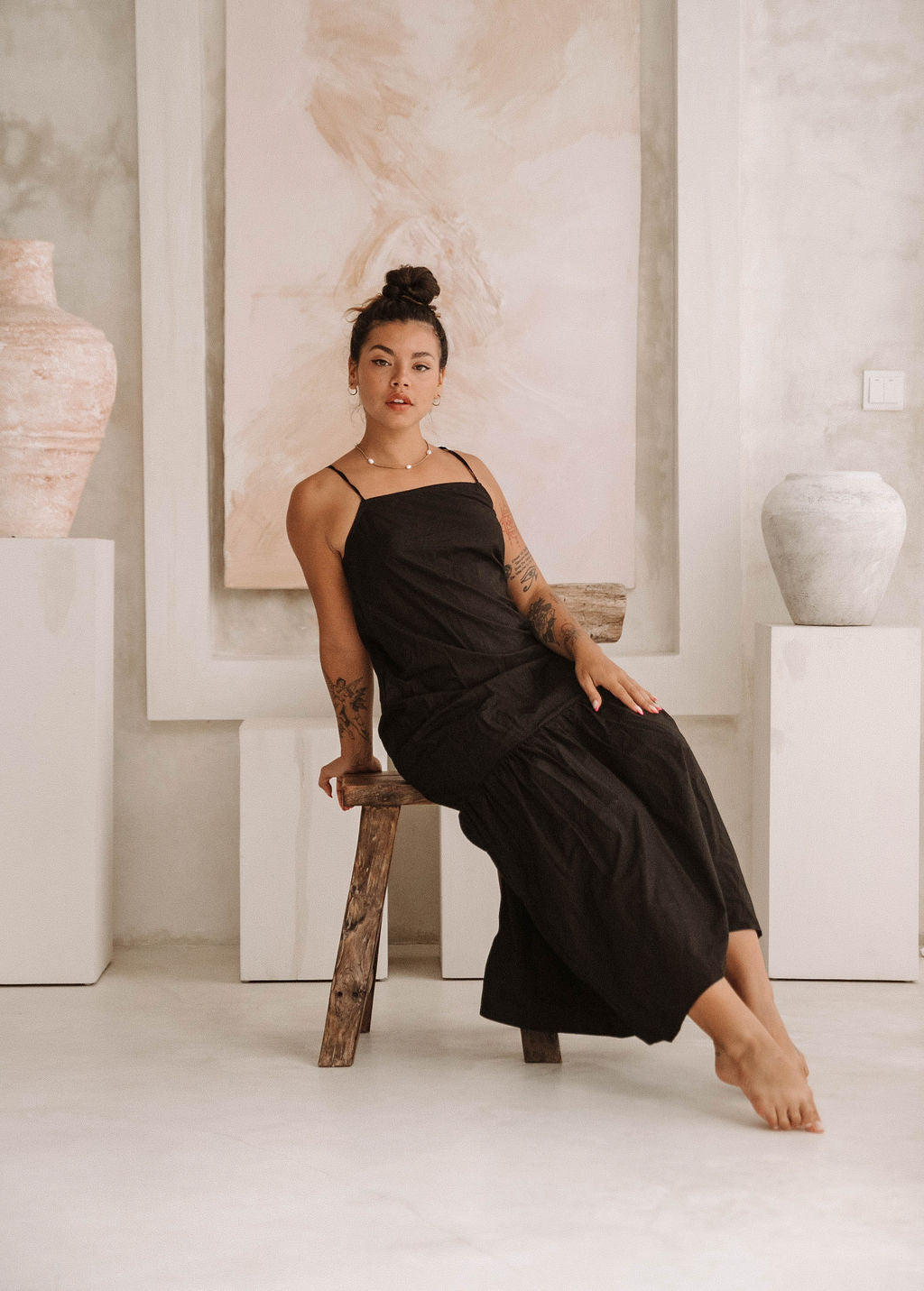 Sonya Strappy Dress Noir - Tosca & Salome